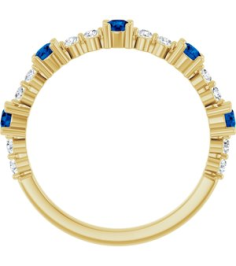 72051 Ring Set 14K Yellow Natural Blue Sapphire Round 2.5 Mm Natural Diamond Polished Natural Blue Sapphire And 16 Ctw Natural Diamond Stackable Ring