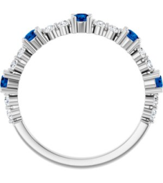 72051 Ring Set Sterling Silver Natural Blue Sapphire Round 2.5 Mm Natural Diamond Polished Natural Blue Sapphire And 16 Ctw Natural Diamond Stackable Ring
