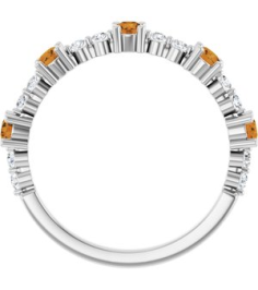 72051 Ring Set Sterling Silver Natural Citrine Round 2.5 Mm Natural Diamond Polished Natural Citrine And 16 Ctw Natural Diamond Stackable Ring