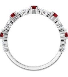 72051 Ring Set Sterling Silver Natural Mozambique Garnet Round 2.5 Mm Natural Diamond Polished Natural Mozambique Garnet And 16 Ctw Natural Diamond Stackable Ring