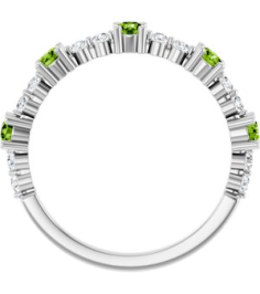 72051 Ring Set Sterling Silver Natural Peridot Round 2.5 Mm Natural Diamond Polished Natural Peridot And 16 Ctw Natural Diamond Stackable Ring