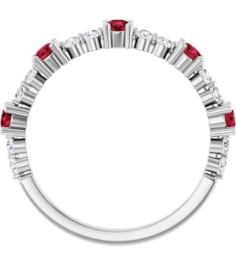 72051 Ring Set Sterling Silver Natural Ruby Round 2.5 Mm Natural Diamond Polished Natural Ruby And 16 Ctw Natural Diamond Stackable Ring