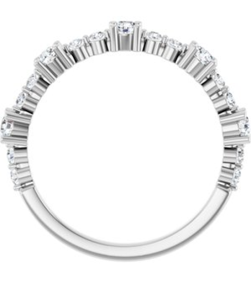 72051 Ring Set Sterling Silver Natural White Sapphire Round 2.5 Mm Natural Diamond Polished Natural White Sapphire And 16 Ctw Natural Diamond Stackable Ring