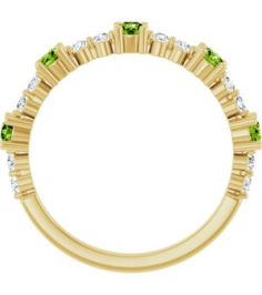72051 Ring Set 14K Yellow Natural Peridot Round 2.5 Mm Natural Diamond Polished Natural Peridot And 16 Ctw Natural Diamond Stackable Ring
