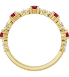 72051 Ring Set 14K Yellow Natural Ruby Round 2.5 Mm Natural Diamond Polished Natural Ruby And 16 Ctw Natural Diamond Stackable Ring