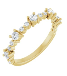 72051 Ring Set 14K Yellow Natural White Sapphire Round 2.5 Mm Natural Diamond Polished Natural White Sapphire And 16 Ctw Natural Diamond Stackable Ring