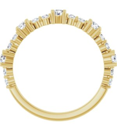 72051 Ring Set 14K Yellow Natural White Sapphire Round 2.5 Mm Natural Diamond Polished Natural White Sapphire And 16 Ctw Natural Diamond Stackable Ring