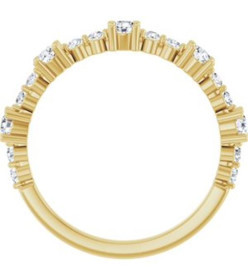 72051 Ring Set 14K Yellow Natural White Sapphire Round 2.5 Mm Natural Diamond Polished Natural White Sapphire And 16 Ctw Natural Diamond Stackable Ring