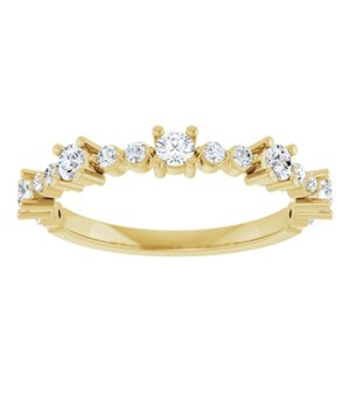 72051 Ring Set 14K Yellow Natural White Sapphire Round 2.5 Mm Natural Diamond Polished Natural White Sapphire And 16 Ctw Natural Diamond Stackable Ring