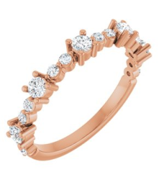 72051 Ring Set 14K Rose Natural Diamond Round 2.5 Mm Natural Diamond Polished 12 Ctw Natural Diamond Stackable Ring