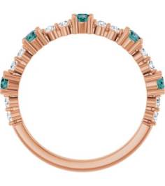 72051 Ring Set 14K Rose Lab-Grown Alexandrite Round 2.5 Mm Natural Diamond Polished Lab-Grown Alexandrite And 16 Ctw Natural Diamond Stackable Ring