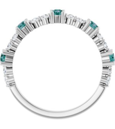 72051 Ring Set Platinum Lab-Grown Alexandrite Round 2.5 Mm Natural Diamond Polished Lab-Grown Alexandrite And 16 Ctw Natural Diamond Stackable Ring
