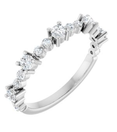 72051 Ring Set Sterling Silver Natural Diamond Round 2.5 Mm Natural Diamond Polished 12 Ctw Natural Diamond Stackable Ring