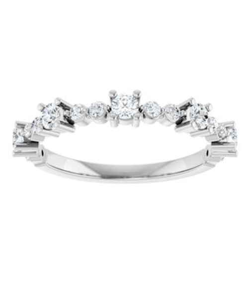 72051 Ring Set Sterling Silver Natural Diamond Round 2.5 Mm Natural Diamond Polished 12 Ctw Natural Diamond Stackable Ring