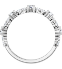 72051 Ring Set Sterling Silver Natural Diamond Round 2.5 Mm Natural Diamond Polished 12 Ctw Natural Diamond Stackable Ring