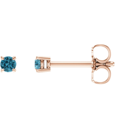 1874 14K Rose Set Round Natural Blue Zircon Pair 2.5 Mm Friction Friction Backs Included 4-Prong Polished Natural Blue Zircon Stud Earrings
