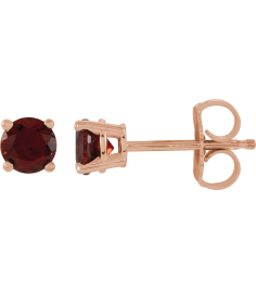 1874 14K Rose Set Round Natural Mozambique Garnet Pair 4 Mm Friction Friction Backs Included 4-Prong Polished Natural Mozambique Garnet Stud Earrings