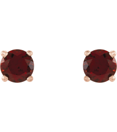 1874 14K Rose Set Round Natural Mozambique Garnet Pair 4 Mm Friction Friction Backs Included 4-Prong Polished Natural Mozambique Garnet Stud Earrings
