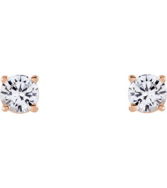 1874 14K Rose Set Round Natural White Sapphire Pair 4 Mm Friction Friction Backs Included 4-Prong Polished Natural White Sapphire Stud Earrings