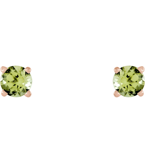 1874 14K Rose Set Round Natural Peridot Pair 4 Mm Friction Friction Backs Included 4-Prong Polished Natural Peridot Stud Earrings