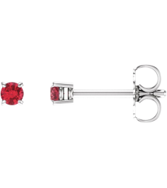 1874 14K White Set Round Lab-Grown Ruby Pair 2.5 Mm Friction Friction Backs Included 4-Prong Polished Lab-Grown Ruby Stud Earrings