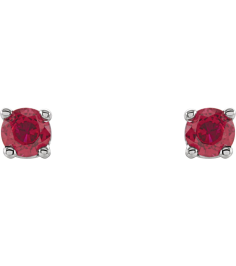1874 14K White Set Round Lab-Grown Ruby Pair 2.5 Mm Friction Friction Backs Included 4-Prong Polished Lab-Grown Ruby Stud Earrings