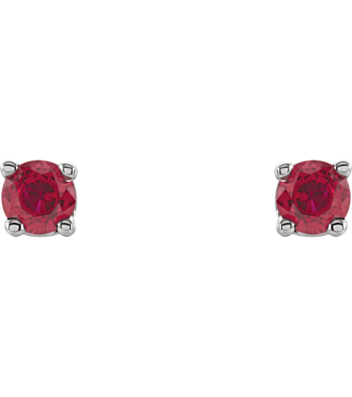 1874 14K White Set Round Lab-Grown Ruby Pair 2.5 Mm Friction Friction Backs Included 4-Prong Polished Lab-Grown Ruby Stud Earrings