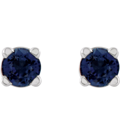 1874 14K White Set Round Lab-Grown Blue Sapphire Pair 2.5 Mm Friction Friction Backs Included 4-Prong Polished Lab-Grown Blue Sapphire Stud Earrings