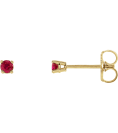 1874 14K Yellow Set Round Lab-Grown Ruby Pair 2.5 Mm Friction Friction Backs Included 4-Prong Polished Lab-Grown Ruby Stud Earrings