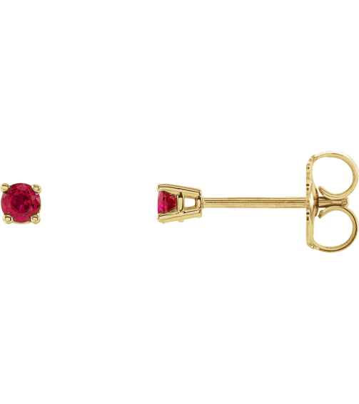 1874 14K Yellow Set Round Lab-Grown Ruby Pair 2.5 Mm Friction Friction Backs Included 4-Prong Polished Lab-Grown Ruby Stud Earrings