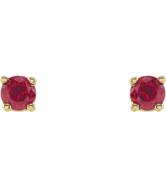 1874 14K Yellow Set Round Lab-Grown Ruby Pair 2.5 Mm Friction Friction Backs Included 4-Prong Polished Lab-Grown Ruby Stud Earrings