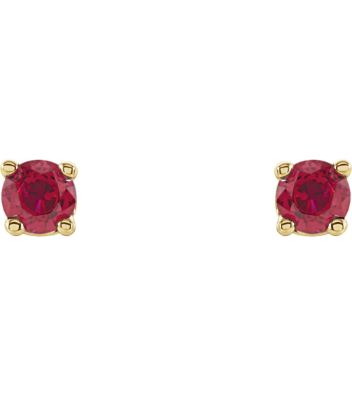 1874 14K Yellow Set Round Lab-Grown Ruby Pair 2.5 Mm Friction Friction Backs Included 4-Prong Polished Lab-Grown Ruby Stud Earrings