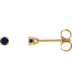 1874 14K Yellow Set Round Lab-Grown Blue Sapphire Pair 2.5 Mm Friction Friction Backs Included 4-Prong Polished Lab-Grown Blue Sapphire Stud Earrings