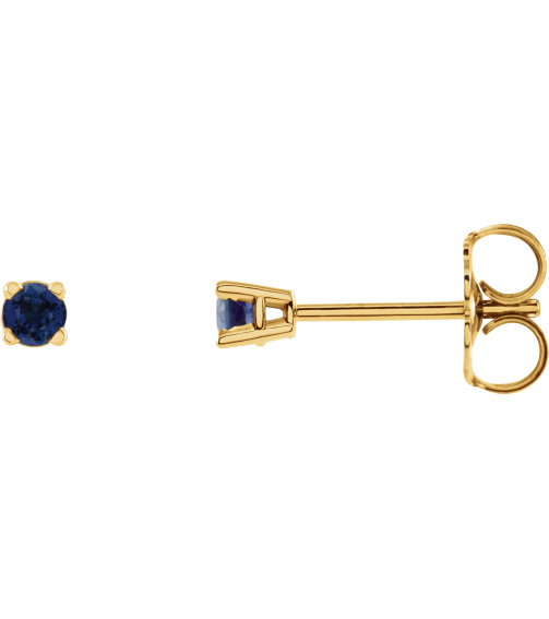 1874 14K Yellow Set Round Lab-Grown Blue Sapphire Pair 2.5 Mm Friction Friction Backs Included 4-Prong Polished Lab-Grown Blue Sapphire Stud Earrings