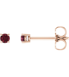 1874 14K Rose Set Round Natural Mozambique Garnet Pair 2.5 Mm Friction Friction Backs Included 4-Prong Polished Natural Mozambique Garnet Stud Earrings