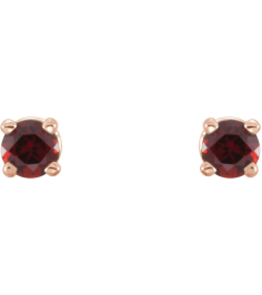 1874 14K Rose Set Round Natural Mozambique Garnet Pair 2.5 Mm Friction Friction Backs Included 4-Prong Polished Natural Mozambique Garnet Stud Earrings