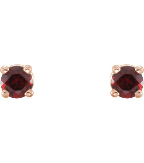 1874 14K Rose Set Round Natural Mozambique Garnet Pair 2.5 Mm Friction Friction Backs Included 4-Prong Polished Natural Mozambique Garnet Stud Earrings