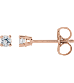 1874 14K Rose Set Round Natural White Sapphire Pair 2.5 Mm Friction Friction Backs Included 4-Prong Polished Natural White Sapphire Stud Earrings