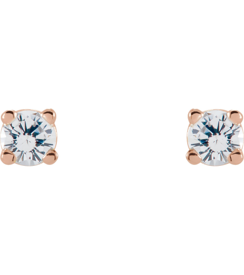 1874 14K Rose Set Round Natural White Sapphire Pair 2.5 Mm Friction Friction Backs Included 4-Prong Polished Natural White Sapphire Stud Earrings
