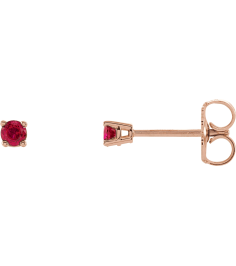 1874 14K Rose Set Round Lab-Grown Ruby Pair 2.5 Mm Friction Friction Backs Included 4-Prong Polished Lab-Grown Ruby Stud Earrings