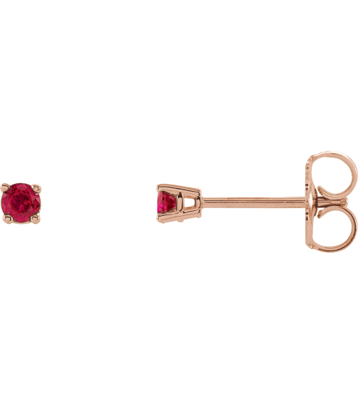 1874 14K Rose Set Round Lab-Grown Ruby Pair 2.5 Mm Friction Friction Backs Included 4-Prong Polished Lab-Grown Ruby Stud Earrings