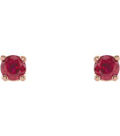 1874 14K Rose Set Round Lab-Grown Ruby Pair 2.5 Mm Friction Friction Backs Included 4-Prong Polished Lab-Grown Ruby Stud Earrings