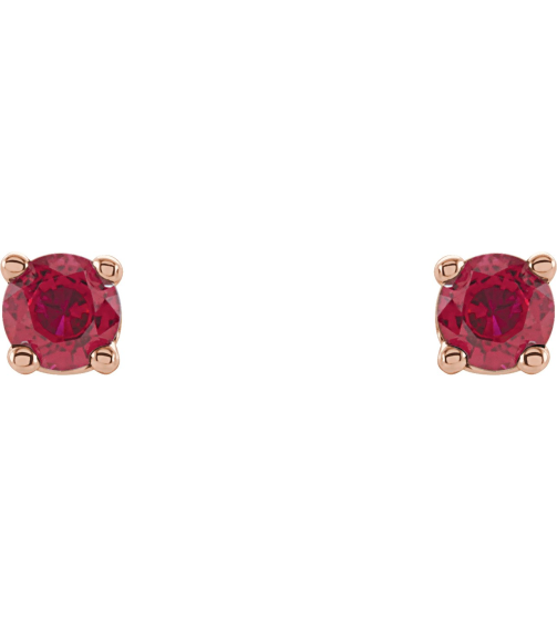 1874 14K Rose Set Round Lab-Grown Ruby Pair 2.5 Mm Friction Friction Backs Included 4-Prong Polished Lab-Grown Ruby Stud Earrings