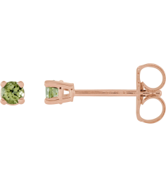 1874 14K Rose Set Round Natural Peridot Pair 2.5 Mm Friction Friction Backs Included 4-Prong Polished Natural Peridot Stud Earrings