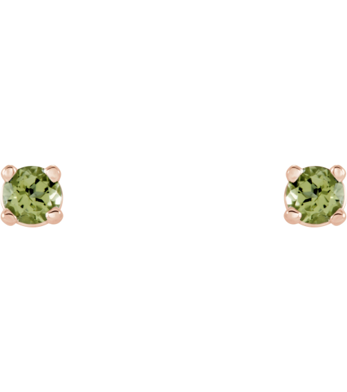 1874 14K Rose Set Round Natural Peridot Pair 2.5 Mm Friction Friction Backs Included 4-Prong Polished Natural Peridot Stud Earrings