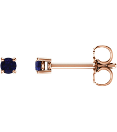1874 14K Rose Set Round Lab-Grown Blue Sapphire Pair 2.5 Mm Friction Friction Backs Included 4-Prong Polished Lab-Grown Blue Sapphire Stud Earrings