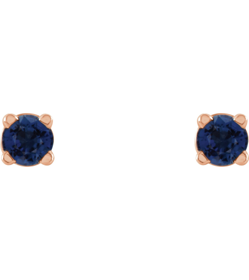 1874 14K Rose Set Round Lab-Grown Blue Sapphire Pair 2.5 Mm Friction Friction Backs Included 4-Prong Polished Lab-Grown Blue Sapphire Stud Earrings