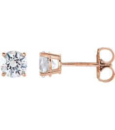 1874 14K Rose Set Round Natural White Sapphire Pair 5 Mm Friction Friction Backs Included 4-Prong Polished Natural White Sapphire Stud Earrings