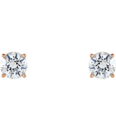 1874 14K Rose Set Round Natural White Sapphire Pair 5 Mm Friction Friction Backs Included 4-Prong Polished Natural White Sapphire Stud Earrings