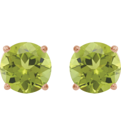 1874 14K Rose Set Round Natural Peridot Pair 5 Mm Friction Friction Backs Included 4-Prong Polished Natural Peridot Stud Earrings